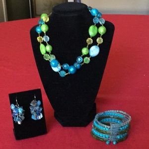 Turquoise and lime green beaded jewelry